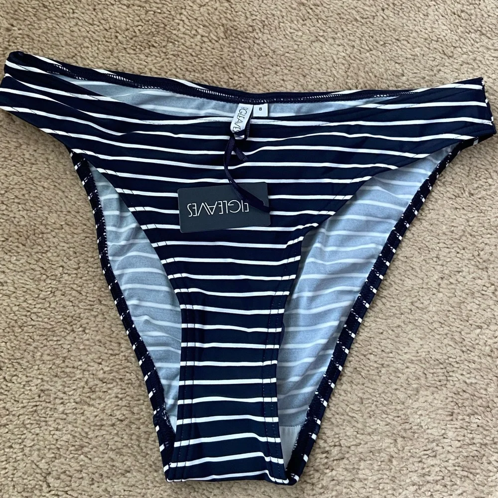 NWT Figleaves Womens Cast Away Classic Brief UK size 8 navy/white stripe